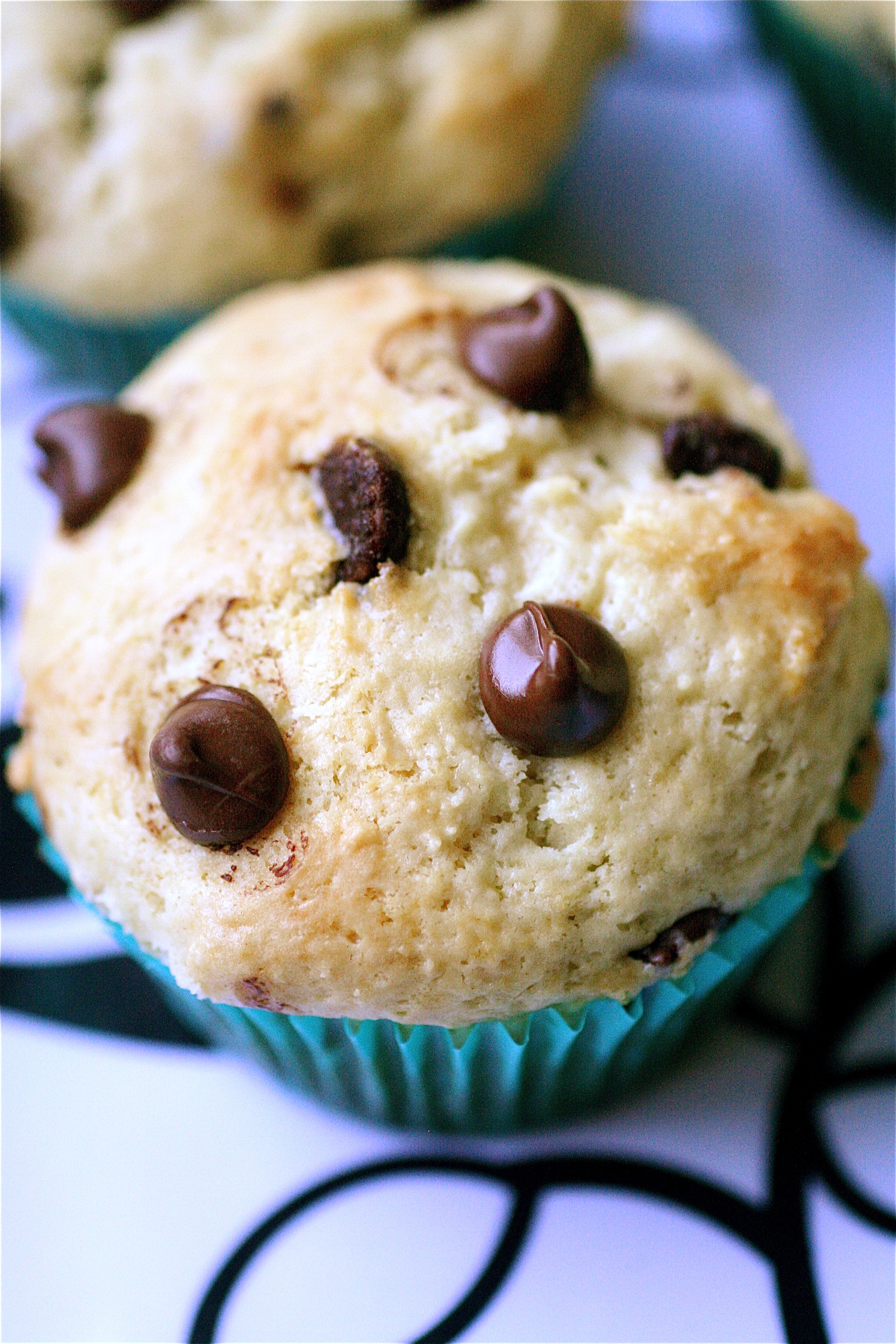 Chocolate Chip Sour Cream Muffins | The Curvy Carrot
