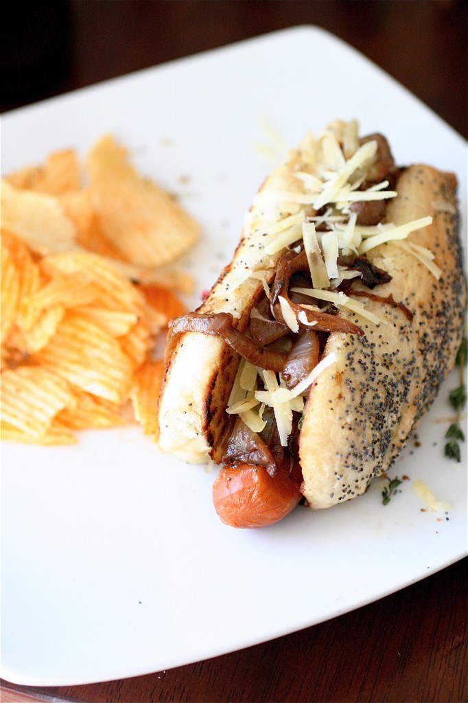 French Onion Hot Dogs - Girl Gone Gourmet