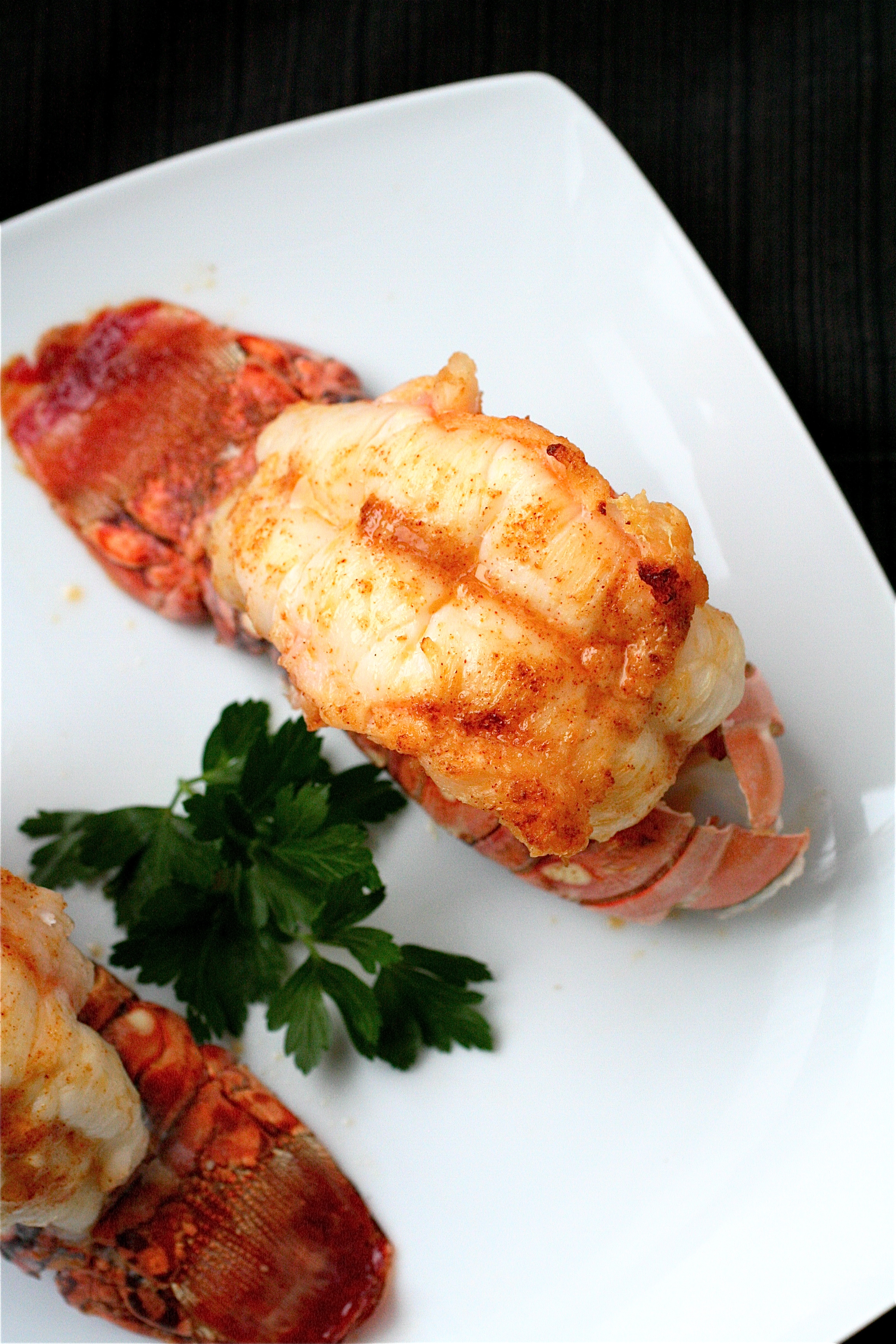 Broiled Lobster Tails With Garlic Butter Sauce | The Curvy ...